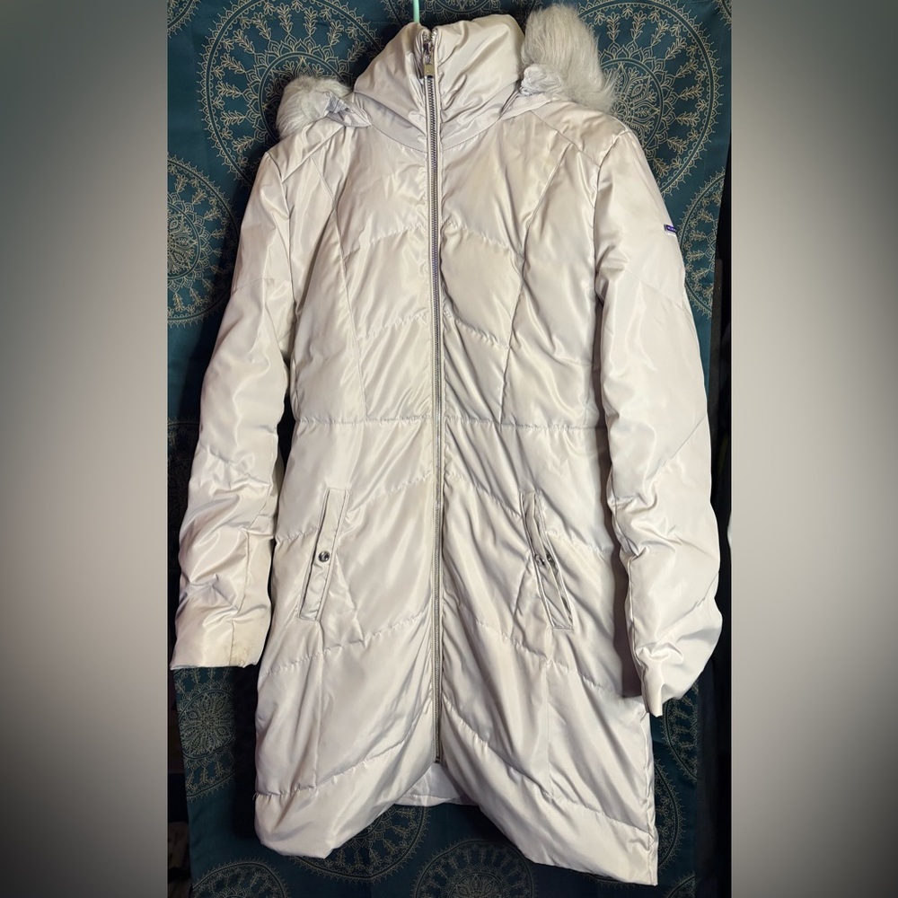 Karl Lagerfeld White Puffer Coat Quilted Insulation